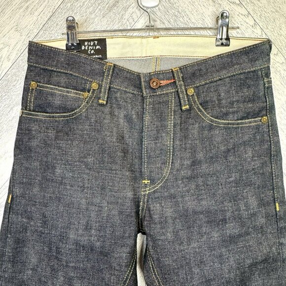 HIUT Denim Jeans Mens Size 29 x 34 Selvedge Skinr Button Fly 100% Cotton - Picture 2 of 10